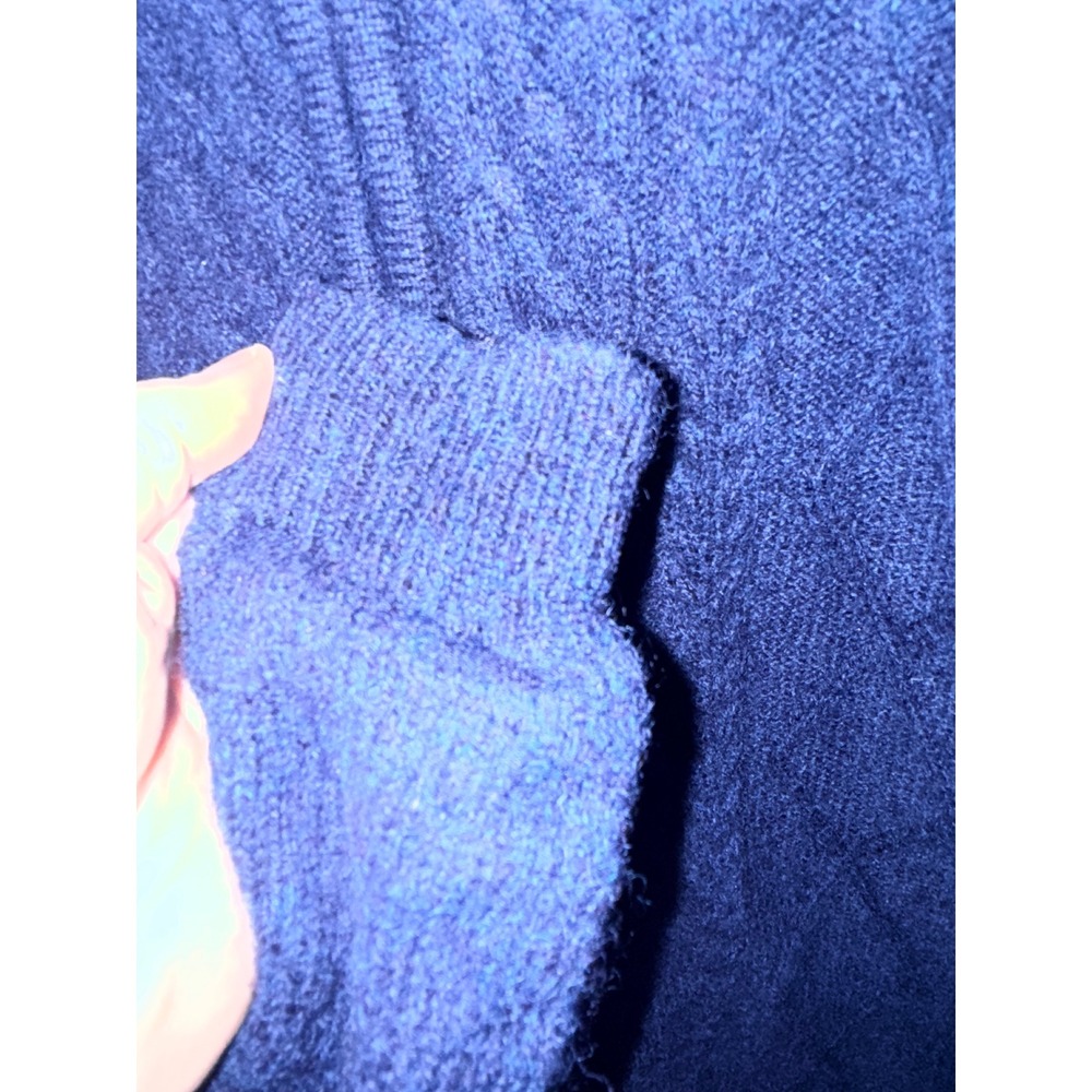 Aran Sweater Market Navy 100% Wool Zip Cable Knit Poncho XXL Made Ireland - Picture 9 of 12